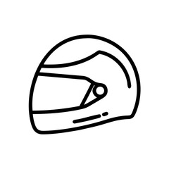 Outline drawing of a protective headgear with visor and sleek design for safety and performance gear