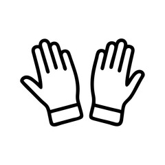 Two outlined hand coverings displayed side by side with fingers extended and palms facing outward exactly