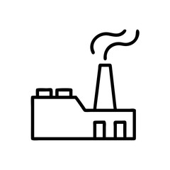 Simple depiction of a factory building with a chimney emitting smoke into the atmosphere creating pollution