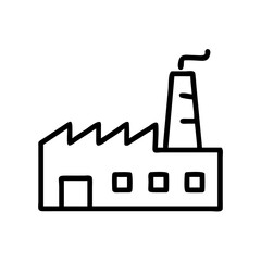 Simple graphic showing a factory with a smoking chimney and multiple windows in a line along the base