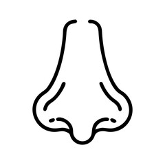 Outline representation showcasing a human nose with nostrils and bridge in a simple design style