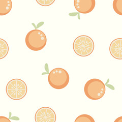 Orange fruit seamless pattern. Organic vitamins and healthy nutrition. Fresh Mandarin orange fruit vector design for wallpaper, clothing, wrapping, fabric, stationery, and phone cases.