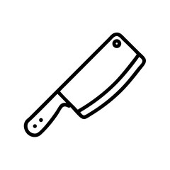 A simple graphic representation of a cleaver with a black outline against a white background shown here