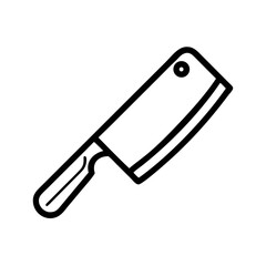 A simplistic rendering of a cleaver with a hole near the top corner and a handle design that is basic