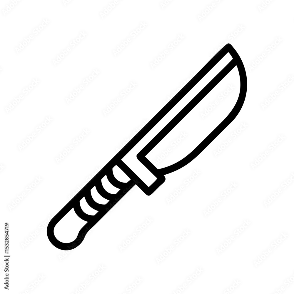 Poster Outline graphic showing a sharp blade with a textured handle on a plain white background design item