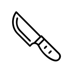 A simple graphic showing a kitchen utensil with a blade and handle on a white background design element