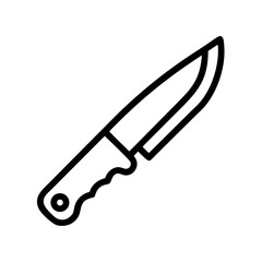 A sharp object with a handle, outlined in black on a white background, is displayed clearly here