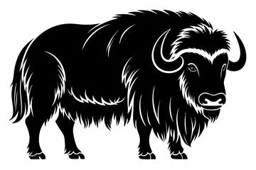 musk ox sihouette black vector