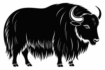 musk ox sihouette black vector