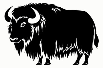 musk ox sihouette black vector