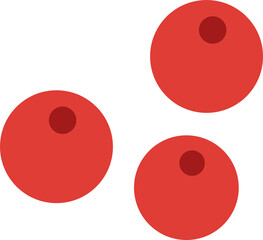 Flat design showing stylized red berry buttons with dark highlights on transparent background