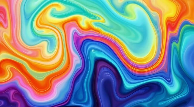 Liquid flows of color blending into each other, creating an endless dance of vibrant hues forming and reforming