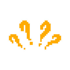 Obraz premium Yellow pixel art exclamation marks appear in a simple mosaic style, showcasing a bold symbol.