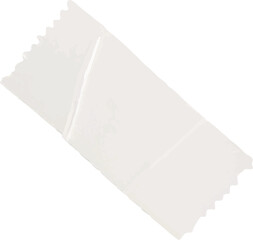 Blank ticket stub is showing flat design with perforated serrated edges on transparent background