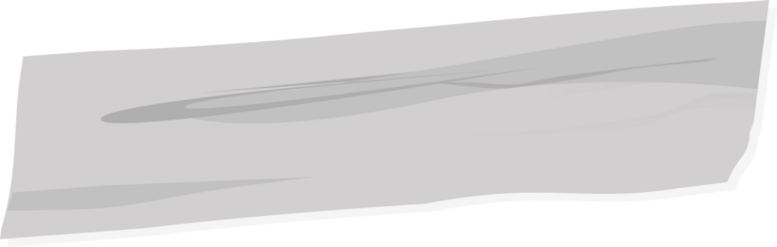 Flat illustration showing floating jagged-streaked gray shape, transparent background, copy space
