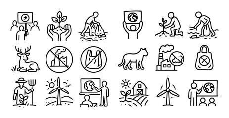 Fototapeta premium Environmental Activism Icons