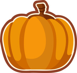 Stylized pumpkin is being shown with brown outlines and orange shading, transparent background