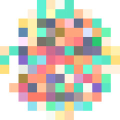 Abstract mosaic is forming rings of pastel square tiles, flat vector, transparent background