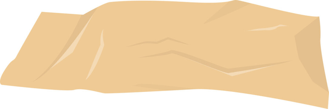 Fototapeta Wrinkled beige sheet is showing folds and creases in flat design, transparent background
