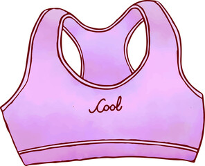 Flat-design sports bra is showing pink-lavender gradient, racerback straps, transparent background
