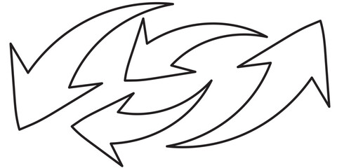Curve arrow symbol. Curved hand drawn arrow isolated background. 