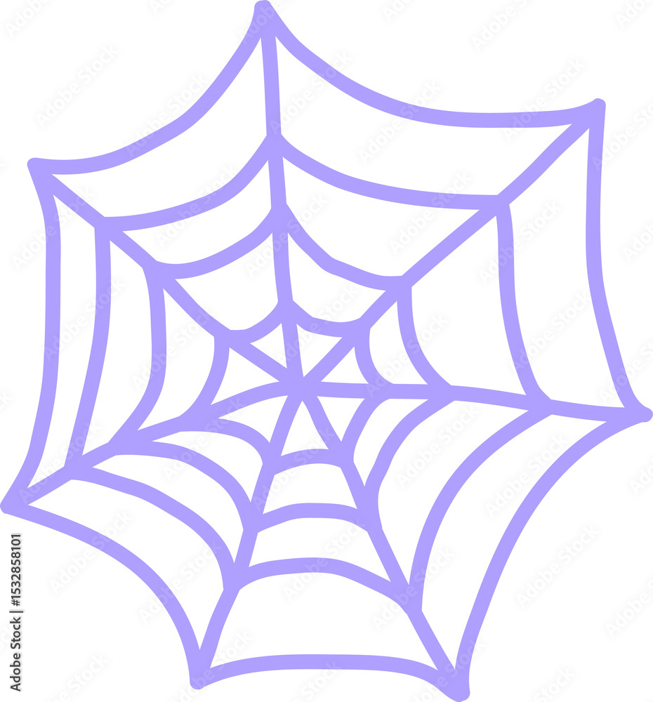 Poster stylized spider web is showcasing radial hexagonal pattern in flat design, transparent background