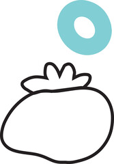 Flat design berry graphic floating on transparent background, showing leaf tuft and hovering ring