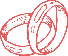 Fototapeta premium Vector illustration showing overlapping sketched coral red circular bands on transparent background