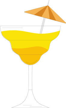Naklejki Vector design is showing yellow layered cocktail with orange parasol on transparent background