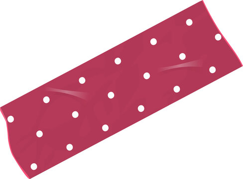 Fototapeta Rose-red polka dot fabric swatch is showing soft folds in flat design, transparent background