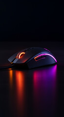 Gaming mouse with neon rgb lighting on a dark surface, gaming mouse, mouse, rgb, neon, lighting, computer, pc, gamer, technology, dark, surface, electronic device, input device, peripherals, equipment