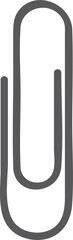 Paperclip is being shown in flat line art style with uniform grey stroke, transparent background