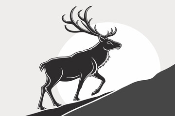 caribou sihouette black vector