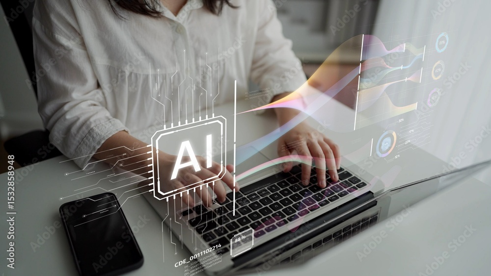 Poster ai assistant brain processor with llm technology, big data, machine learning, generative ai for busi