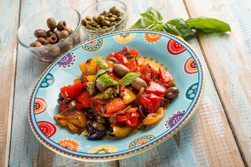 peperonata with olives capers traditional italian recipe
