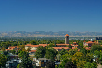 View of the old town in the mountains during summer in Denver, CO