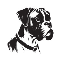 Boxer dog ink style silhouette vector illustration