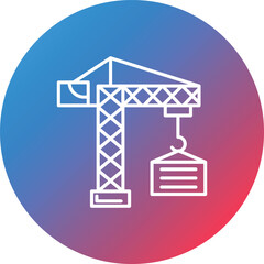 Crane Line Gradient Circle Background Icon