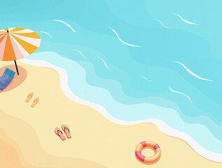 Summer beach with strafish and shells, 
Beautiful beach with palms and turquoise sea in island, Sunglasses in a swimming pool. Generative ai