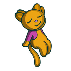 Obraz premium Stylized orange cat is floating in flat style wearing magenta shirt, transparent background