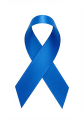 Blue awareness ribbon isolated on white