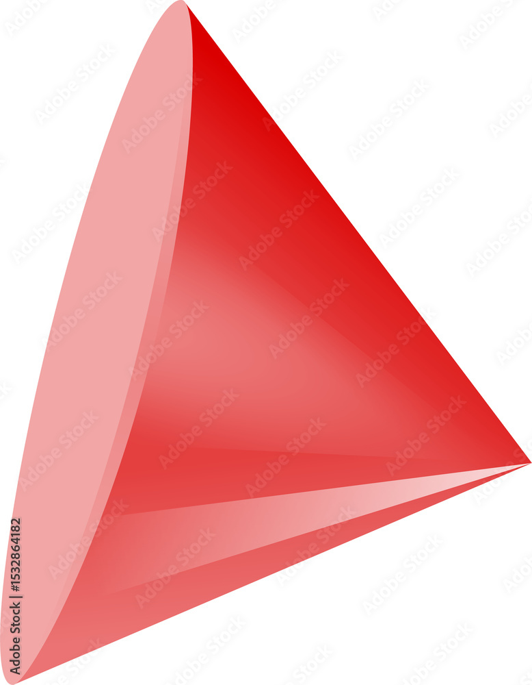 Poster right circular cone is displaying red gradient shading in 3d render on transparent background
