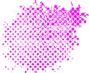 VIBES! text layers are floating in flat design with pink halftone dots on transparent background