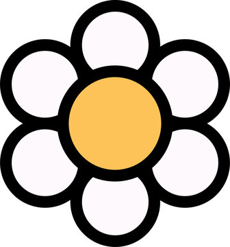 Fototapeta Flower is floating on transparent background, in flat style with yellow center and white petals
