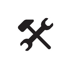 Hammer and Wrench Crossed Icon Representing Repair Tool Symbol Vector Illustration