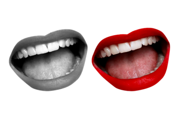 Collage with screaming mouth. Element for pop art design. Communication concept, public opinion, public speaking, society, media. Message. Announcement in social networks