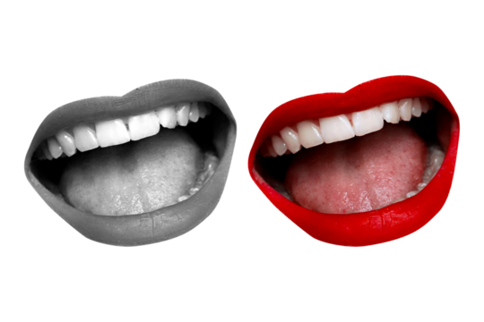 Collage with screaming mouth. Element for pop art design. Communication concept, public opinion, public speaking, society, media. Message. Announcement in social networks