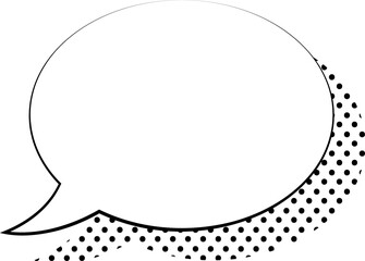 Flat vector comic speech bubble is floating on transparent background, showing halftone dot pattern