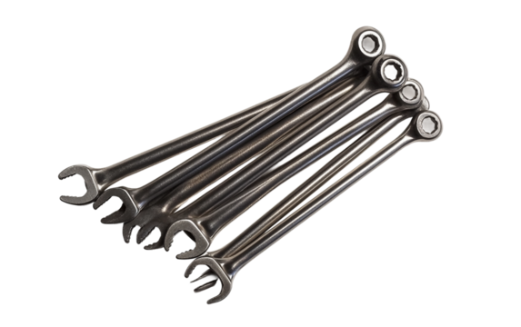 Compact Allen wrench set arranged in fan shape for easy size identification isolated on transparent background PNG
