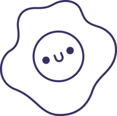 Fotobehang Cartoon fried egg is showing wavy outline and smiling yolk in flat design on transparent background © vectorfusionart